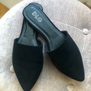Black velvet slip on shoes